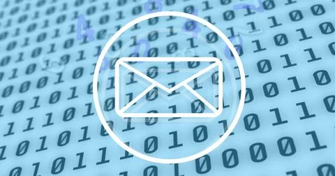 Image of envelope icon over data processing Stock Illustration