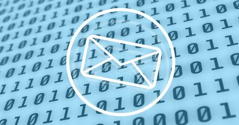 Image of envelope icon over data processing Stock Illustration