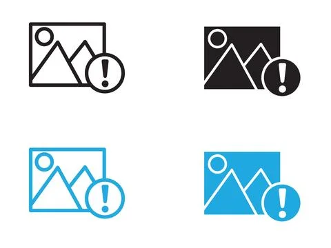 Image Error icon black and white vector outline sign Stockillustratie