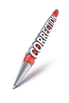 An image of a every day ball pen with the word correction Stock Illustration