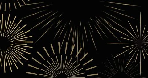 Image of exploding gold fireworks scrolling on black background イラスト素材