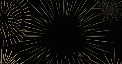 Image of exploding gold fireworks scrolling on black background Stock Illustration