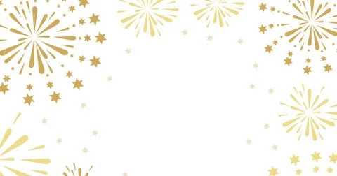 Image of exploding gold fireworks scrolling on white background 스톡 일러스트