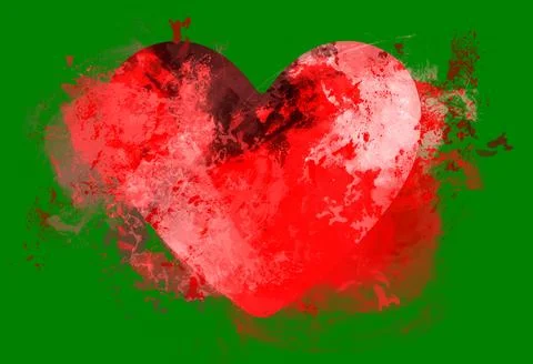 Image of exploding red heart shape Stock Illustration