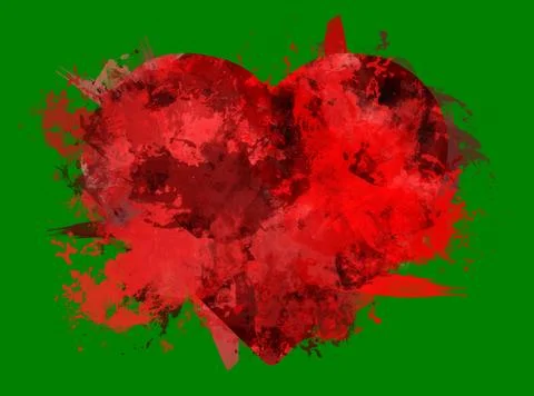 Image of exploding red heart shape 스톡 일러스트
