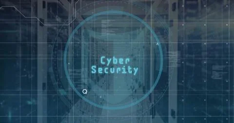 Image of eye icon with digital data processing over computer servers Stock Photos