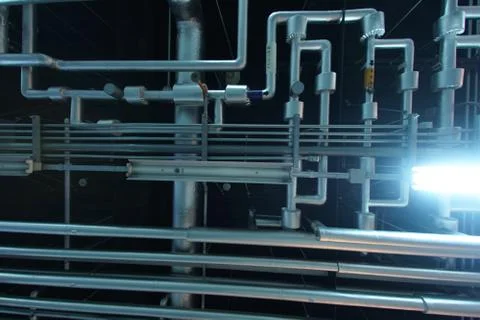 Image of the factory of ceiling pipes Stock Photos