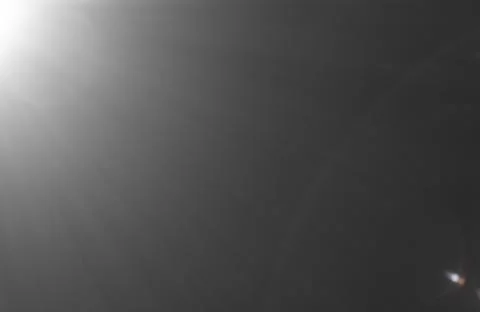 An image of a fairing lens, formed by the reflection of light shining through Stock-Fotos
