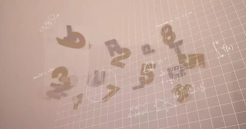 Image of falling line over mathematical equations in school notebook Stock Illustration
