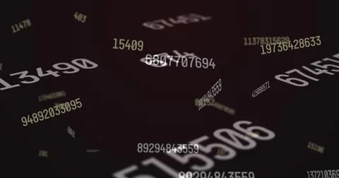 Image of falling numbers over dark background Stock Illustration