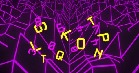 Image of falling numbers over digital map Ilustração Stock