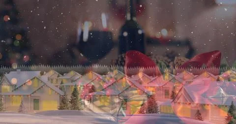 Image of falling snow over christmas winter scenery Stock Illustration