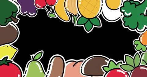 Image of falling vegetables over black background Stock Illustration