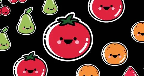 Image of falling vegetables over black background Stock Illustration
