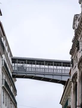 Image of the famous elevator in Lisbon: Santa Justa elevator or the Santa Jus Stock Photos