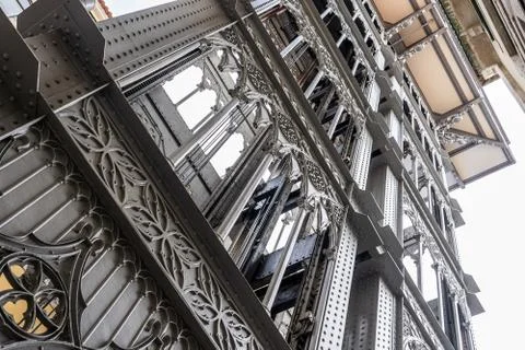 Image of the famous elevator in Lisbon: Santa Justa elevator or the Santa Jus Stock Photos