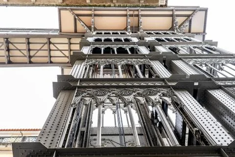 Image of the famous elevator in Lisbon: Santa Justa elevator or the Santa Jus Stock Photos