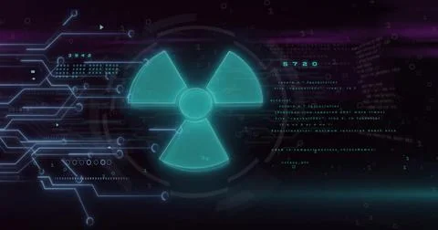 Image of fan icon, digital data processing and scope scanning Stockfoto's