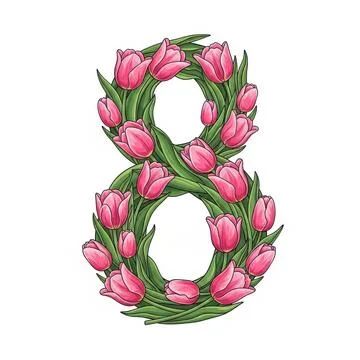 The image features a beautifully designed number eight, adorned with vibran.. Stock Illustration