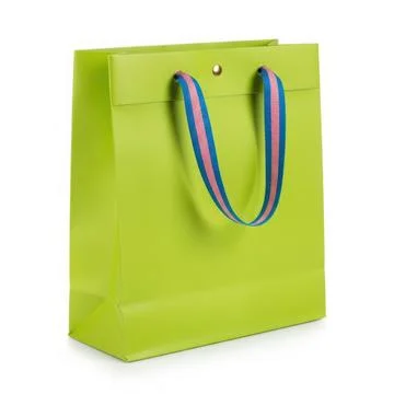 The image features a bright green shopping bag with a sleek, modern design... Stock Illustration