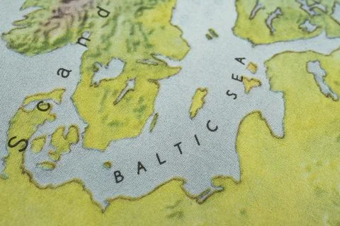 The image features a close-up section of a Mercator projection map highligh.. Stock Photos