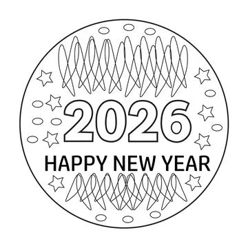 This image features a festive design celebrating the New Year of 2026. The .. Stock Illustration