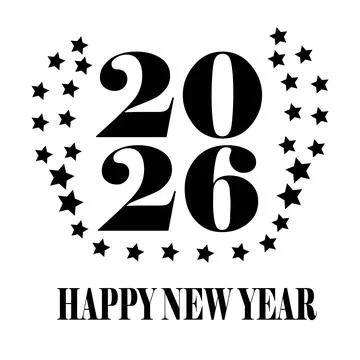This image features a festive greeting for the New Year 2026. The design in.. Stock Illustration