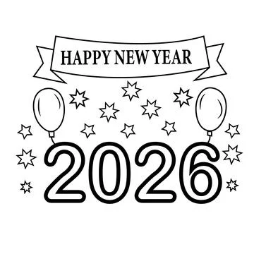 This image features a festive illustration celebrating the New Year of 2026.. Stock Illustration