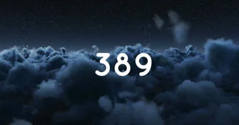 Image of features number 389 over cloudy night sky Ilustração Stock