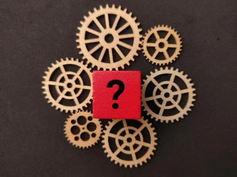 This image features a red block with a question mark placed in the center o.. Stock Photos