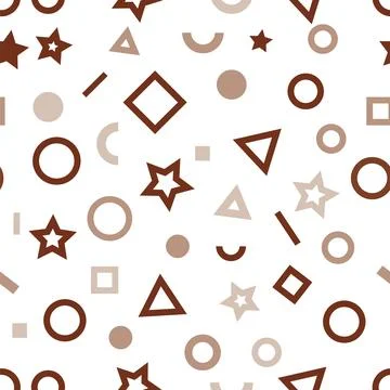This image features a seamless pattern of geometric shapes including circles Stock Illustration