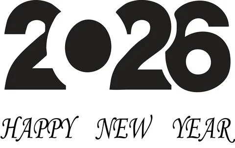 The image features a stylized representation of the year 2026 with a large .. Illustrazione stock