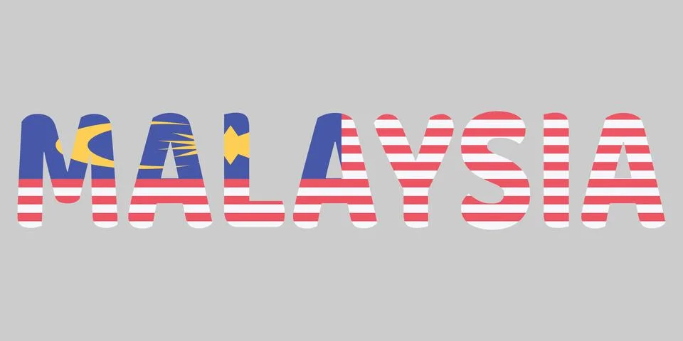 The image features the word MALAYSIA in a bold, rounded font against a neut.. Stock Illustration