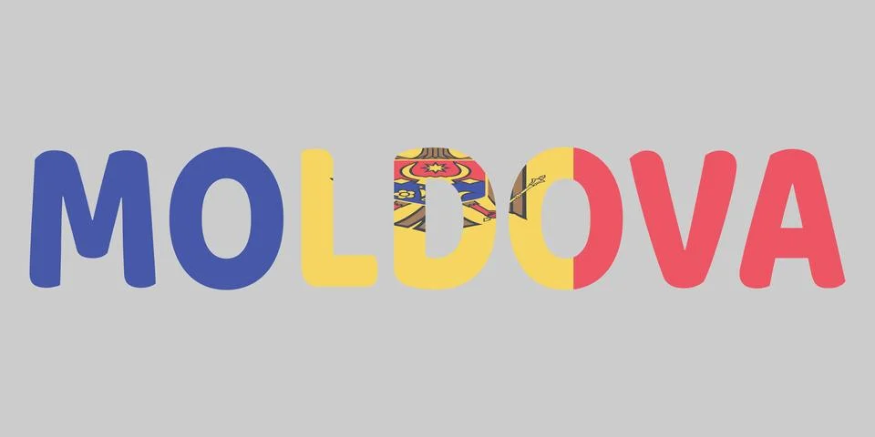 The image features the word MOLDOVA in a bold, rounded font against a light.. Stock Illustration