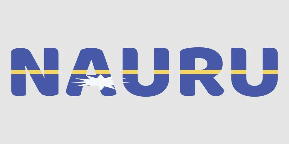 The image features the word NAURU in a bold, rounded font against a light g.. Stock Illustration