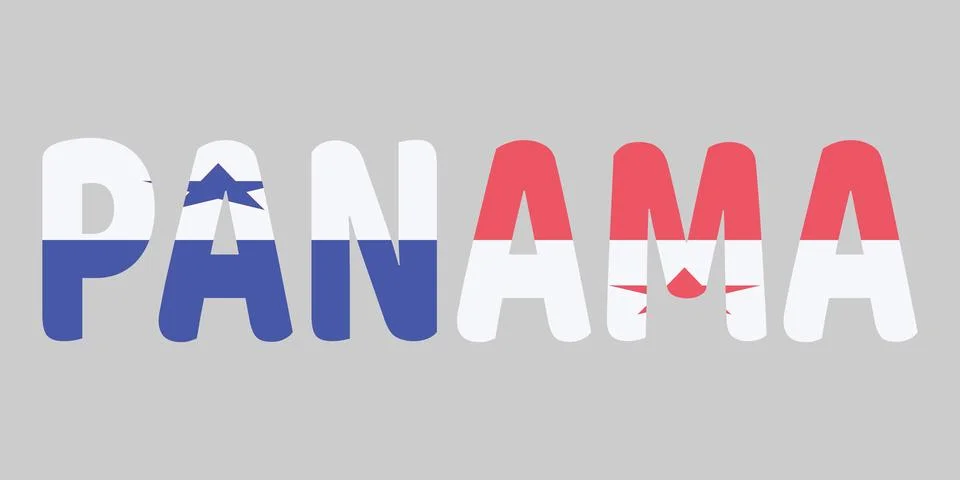The image features the word PANAMA in a bold, rounded font against a light .. Stock Illustration