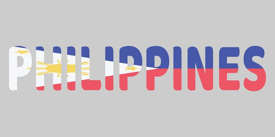 The image features the word PHILIPPINES in a bold, rounded font against a l.. イラスト素材