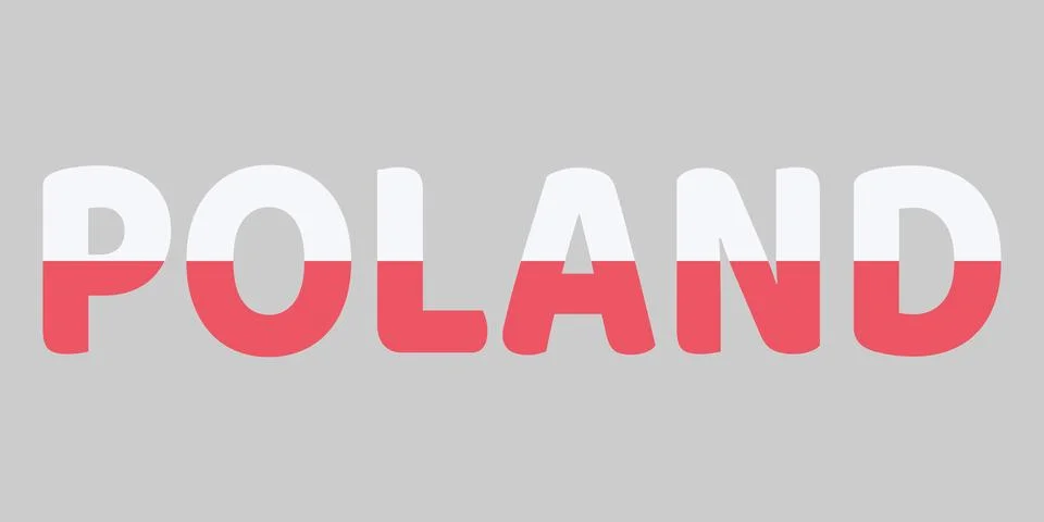 The image features the word POLAND in a bold, rounded font against a light .. イラスト素材