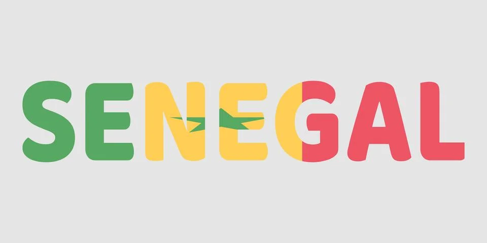The image features the word SENEGAL in a bold, rounded font against a light.. イラスト素材