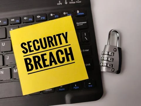 The image features a yellow sticky note on a black laptop keyboard with the.. Stock Photos