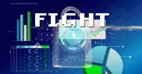 Image of fight text over data processing on dark background イラスト素材