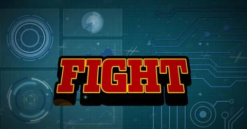 Image of fight text over scope scanning and data processing イラスト素材