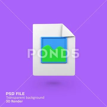 Image File Format isolated 3d render icon illustration PSD Template