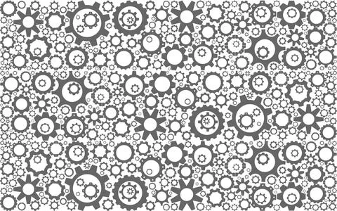 Image filled with gears of different sizes and shapes on a white background Stock Illustration