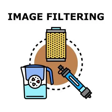 Image filtering system purification process concept illustration Stock Illustration