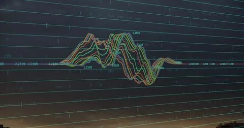 Image of finacial data processing over cityscape Ilustração Stock