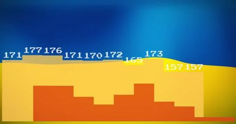 Image of financial data and graph over flag of ukraine Stock Photos