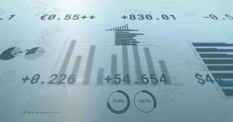 Image of financial data and graphs over white background Stock Illustration