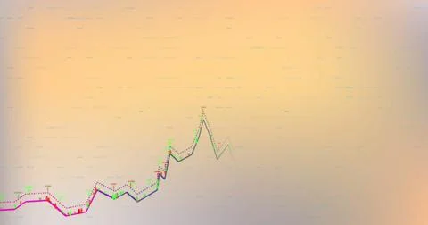 Image of financial data processing against orange gradient background Stock Illustration