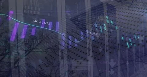 Image of financial data processing against empty computer server room Stock Photos